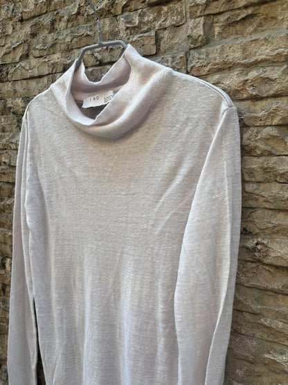 IRO. Top beige lino manga larga