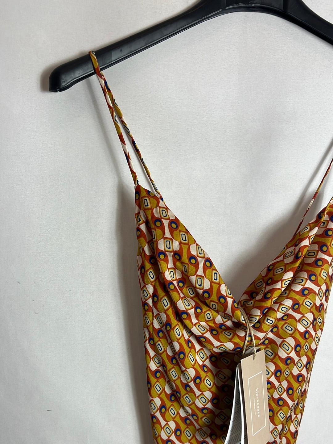 HIP+HAPPEN. Flowy midi dress with retro print. Size XS