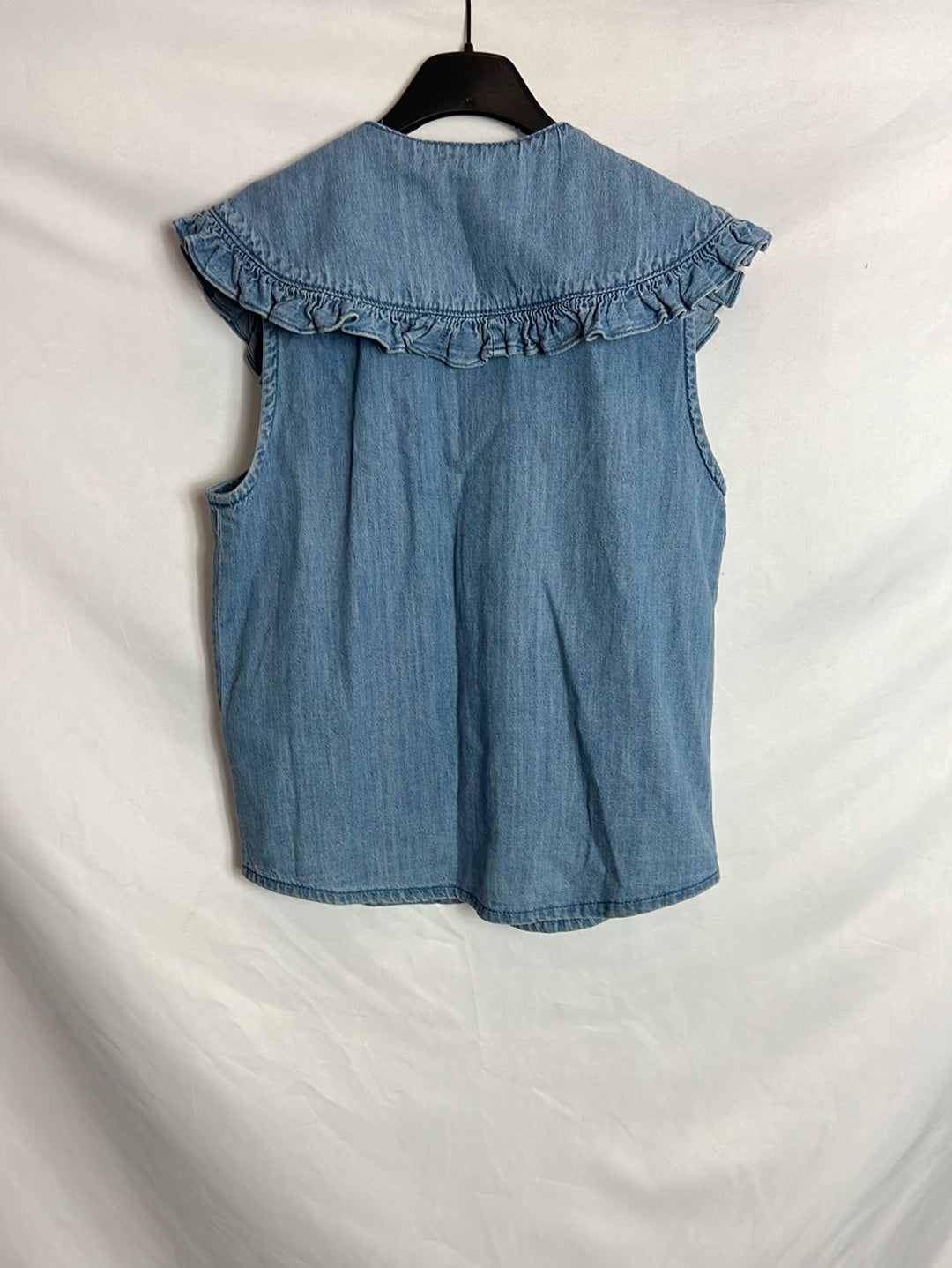 PULL&BEAR. Blusa sin mangas denim. T S