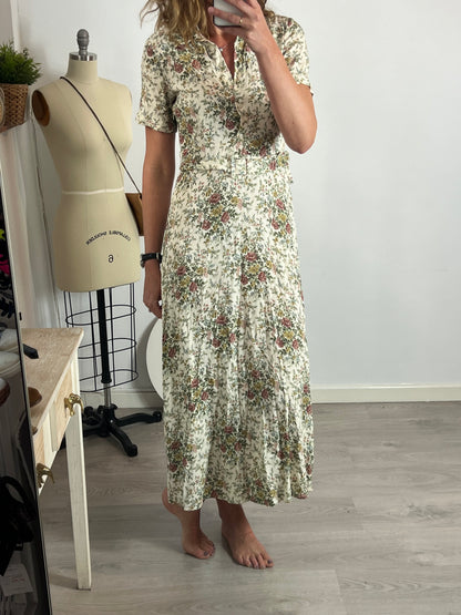 ZARA. Vestido largo beige T.m