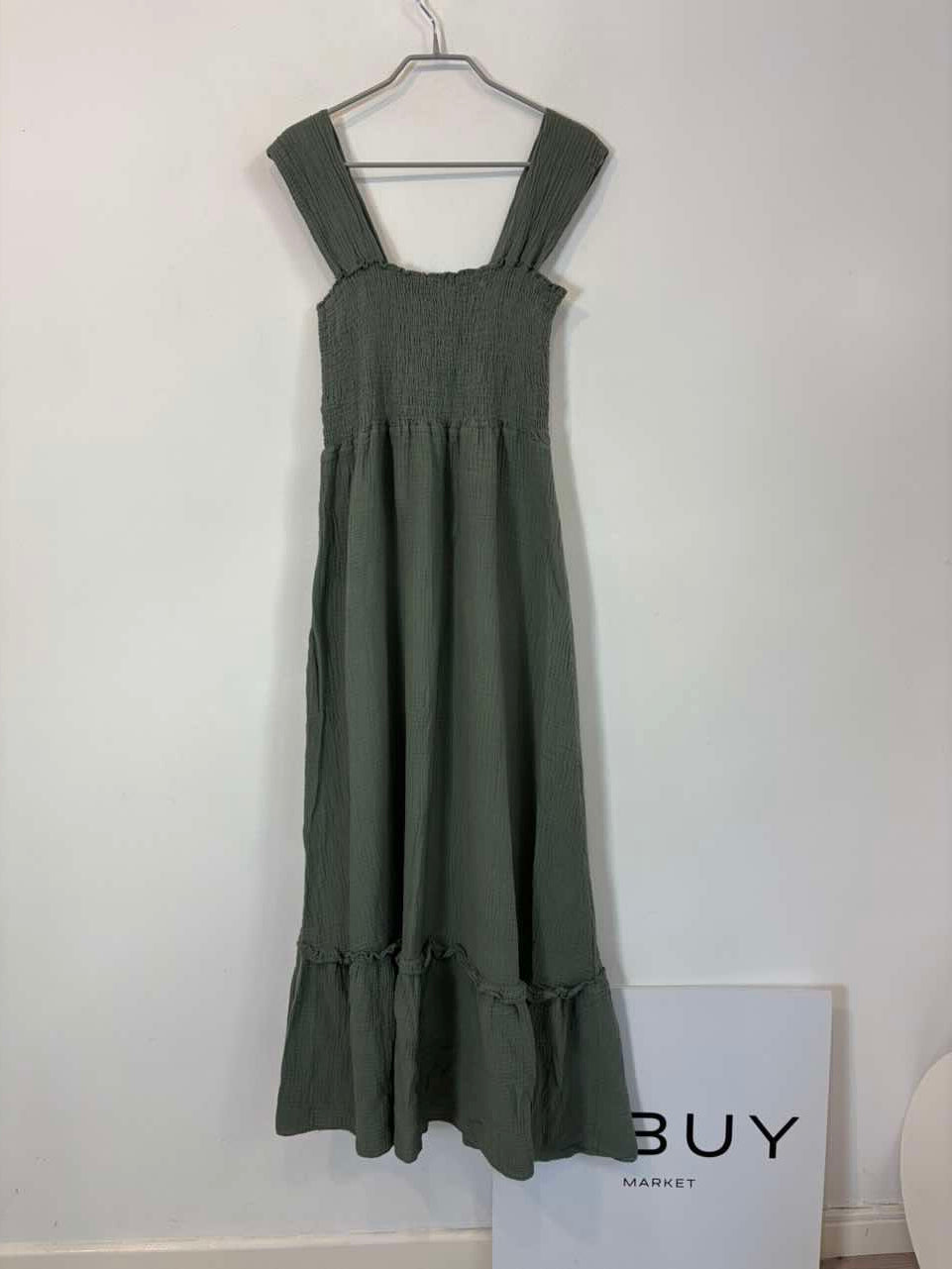 Vestido largo verde bambula