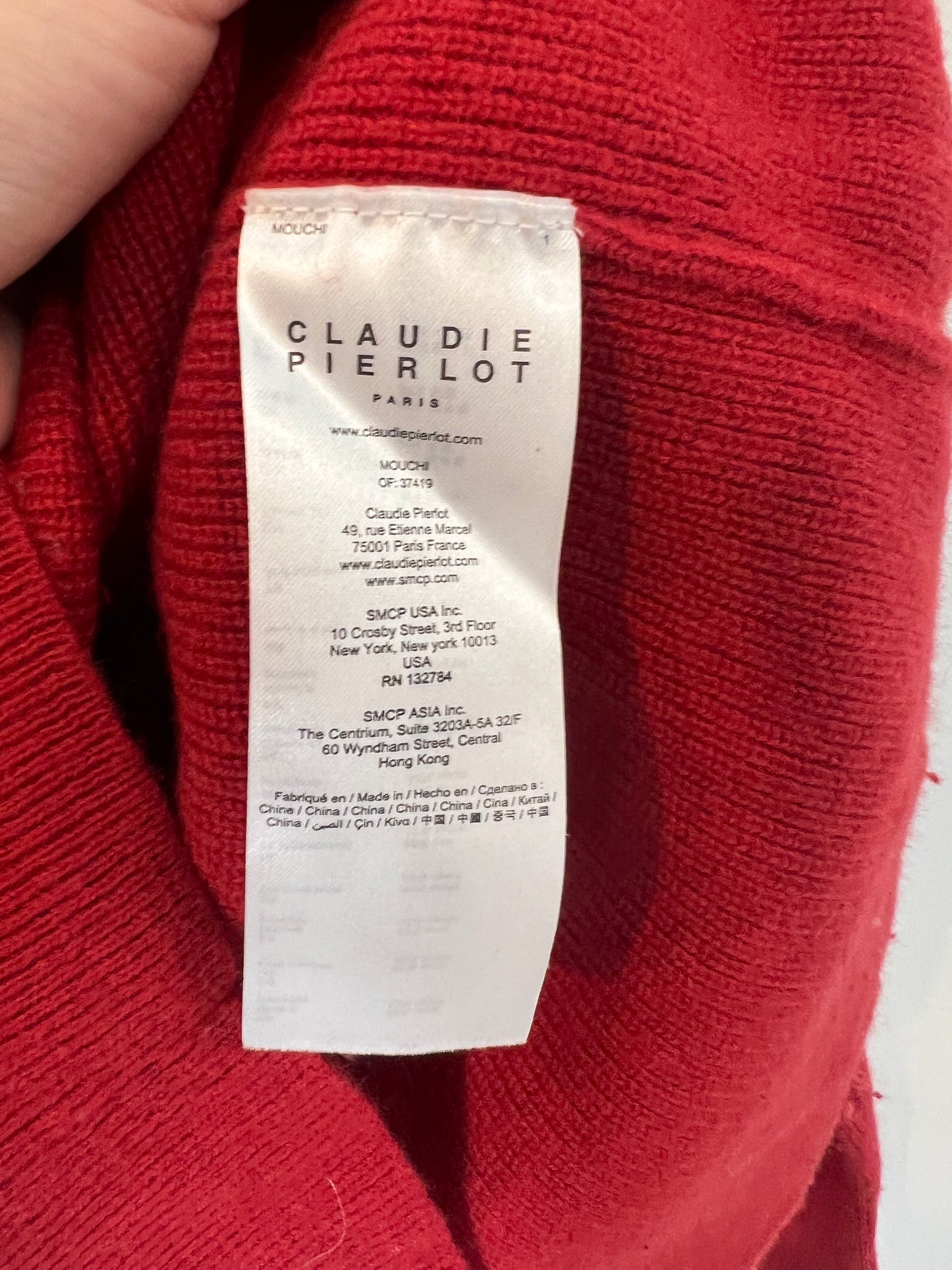 CLAUDIE PIERLOT. Jersey rojo detalle botones. T 1 (S)