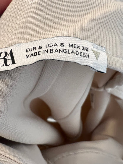 ZARA. Falda midi beige T.s