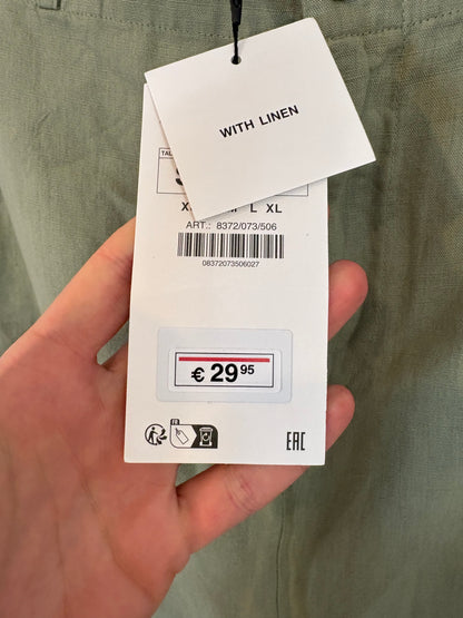 ZARA. Falda midi verde mezcla. T M