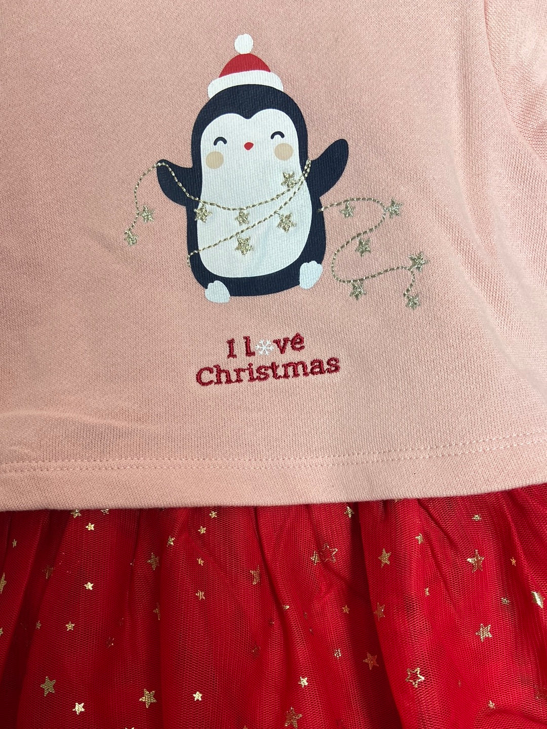 C&amp;A. Pink dress and red tulle skirt. Size 6-9 months