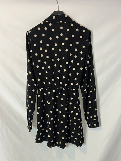 STRADIVARIUS. Mono corto efecto vestido lunares. T S