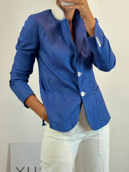 KITON. Blue cashmere and silk blazer. Size 42 (M)