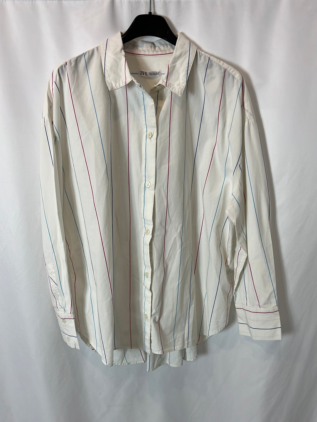 ZARA. White shirt with tricolor stripes. TS