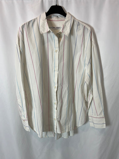 ZARA. White shirt with tricolor stripes. TS