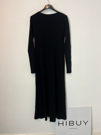 ZARA. Vestido largo canalé botones dorados. T S