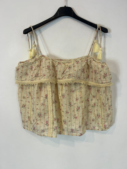 BA&SH. Top beige flores T.1(S)