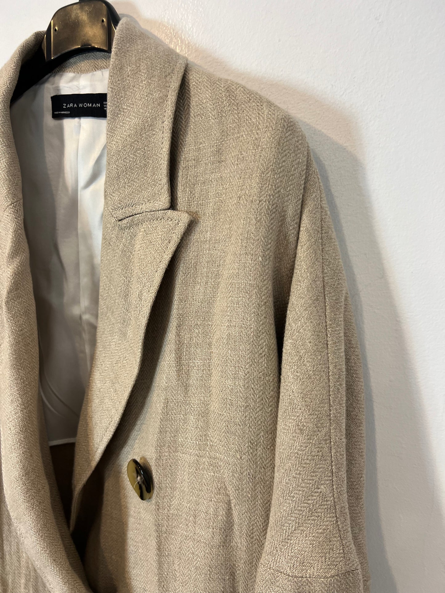 ZARA. Chaqueta lino beige jaspeado. T S