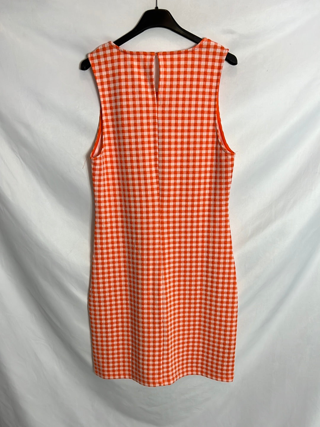 MANGO. Vestido vichy naranja textura. T L
