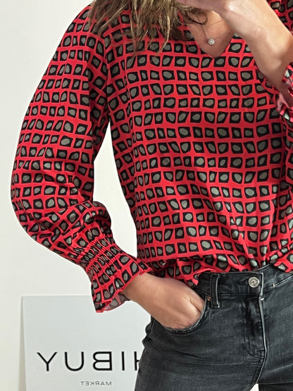 ZUA. Blusa roja estampada T.u(s/m)