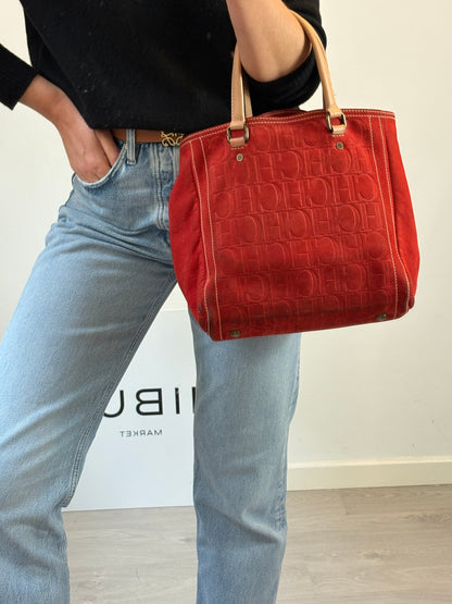 CAROLINA HERRERA. Bolso piel rojo