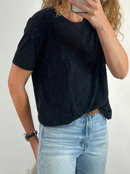 ALEXANDER WANG. Camiseta negra perforada. T M