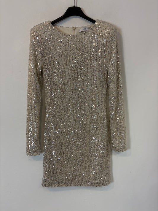 ZARA. Vestido corto lentejuelas doradas