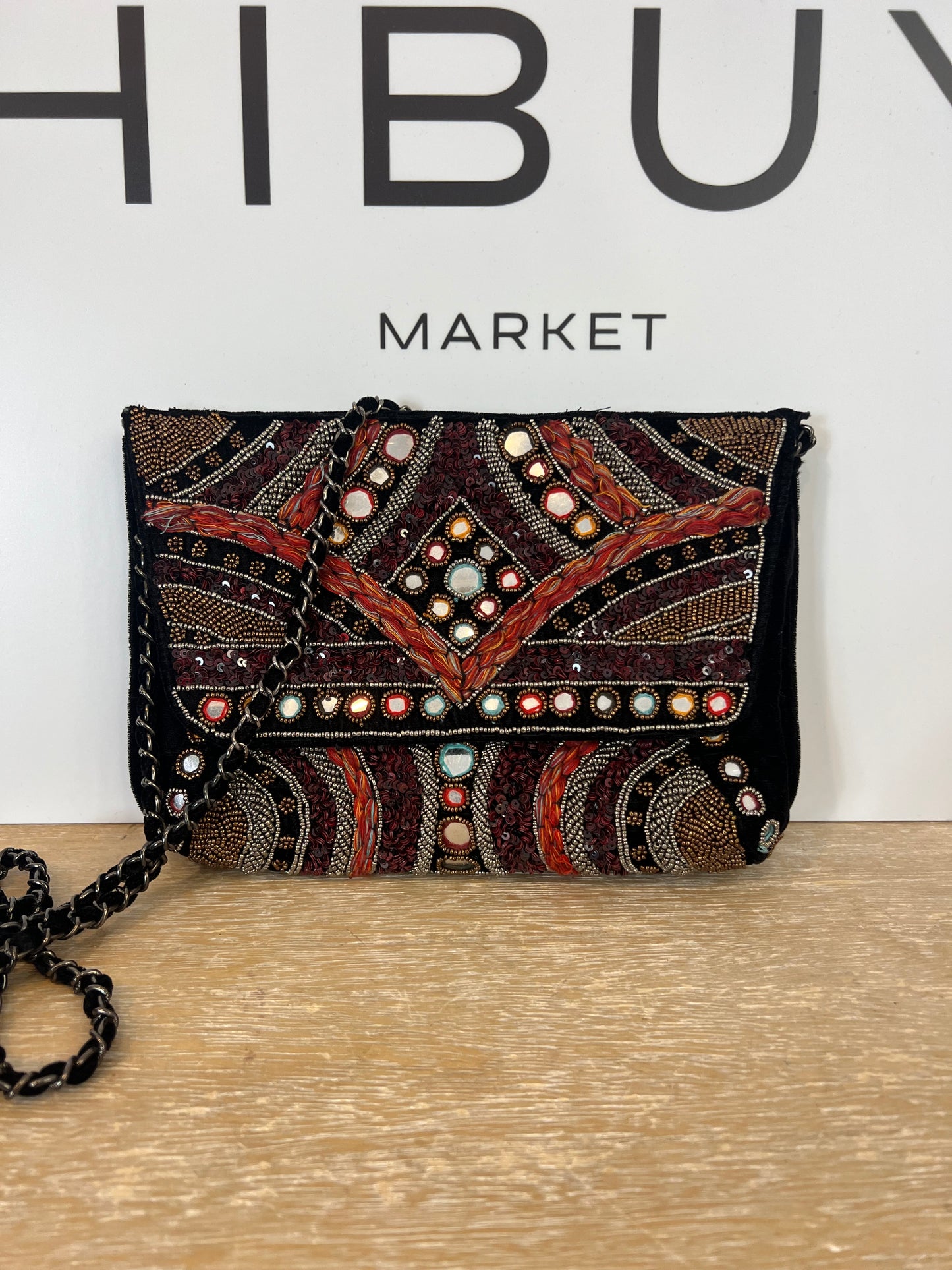 ZARA. Velvet and beaded bag