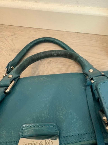BIMBA Y LOLA. Bolso asa corta piel turquesa