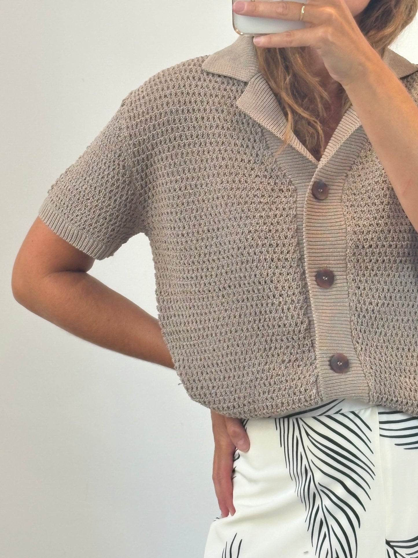 ZARA. Tan open-knit top. TS/M