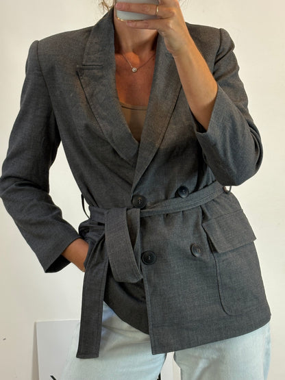 ZARA. Blazer gris doble botonadura