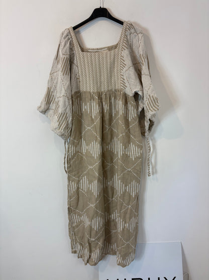 MARÁVIC. Vestido largo beige rayas T.xs