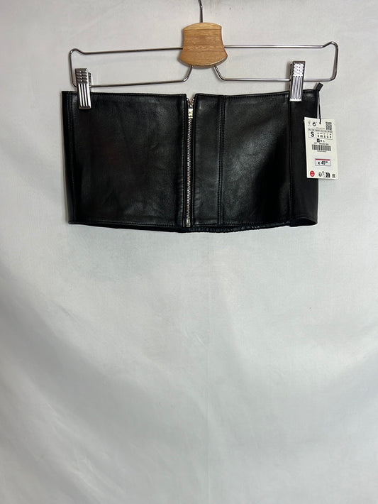 ZARA. Leather sash belt with zipper. TS