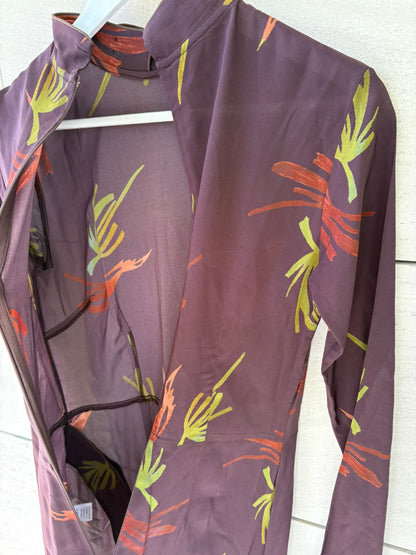 AMLUL. Vestido largo estampado botones