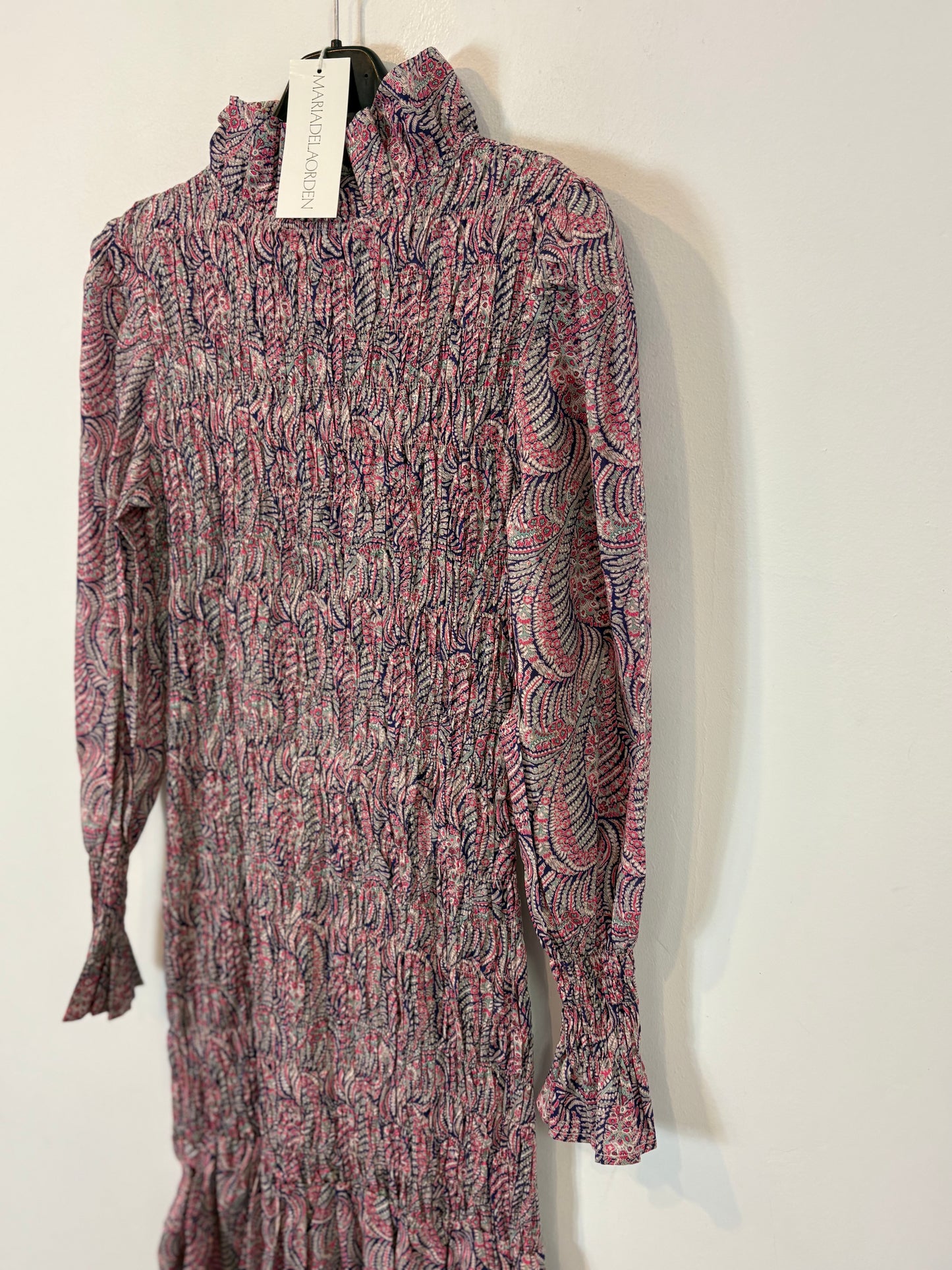 MARIA DE LA ORDEN. Vestido largo estampado nido de abeja. T S