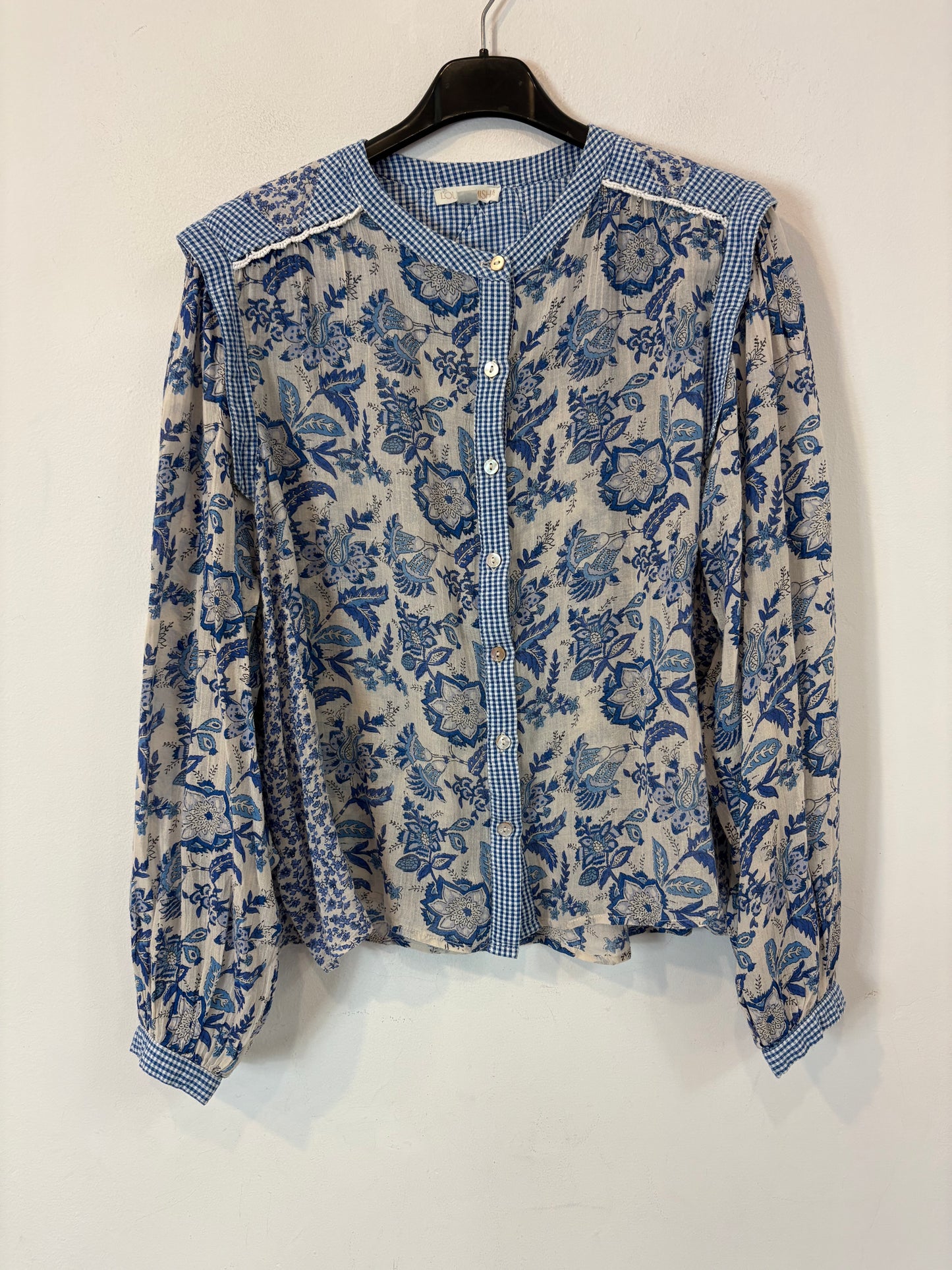 LOUISE MISHA. Blusa texturas estampado azules