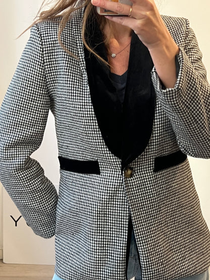 OTRAS. Chaqueta pata de gallo solapa terciopelo. T M