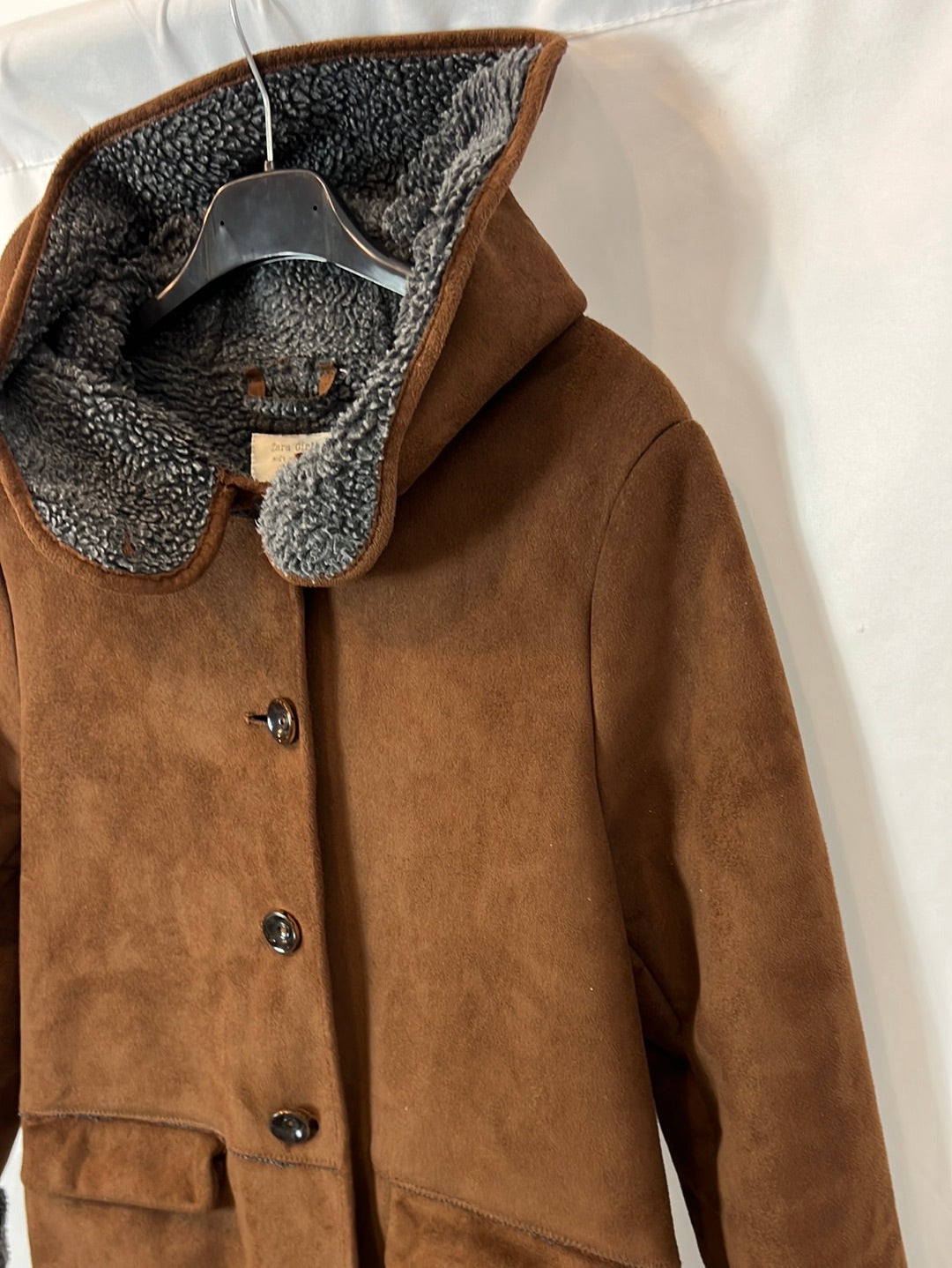 ZARA. Abrigo marrón borrego T.11-12 años
