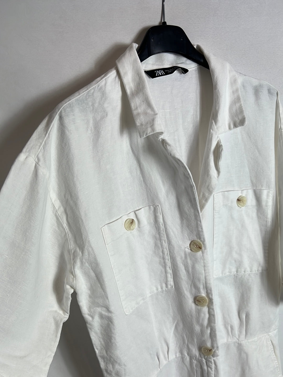 ZARA. Mono largo blanco textura. T M