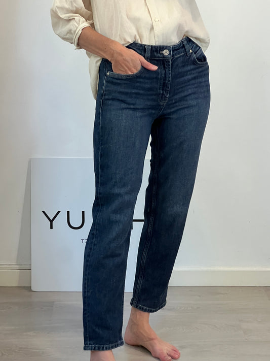 MASSIMO DUTTI. Denim tiro alto recto. T 36