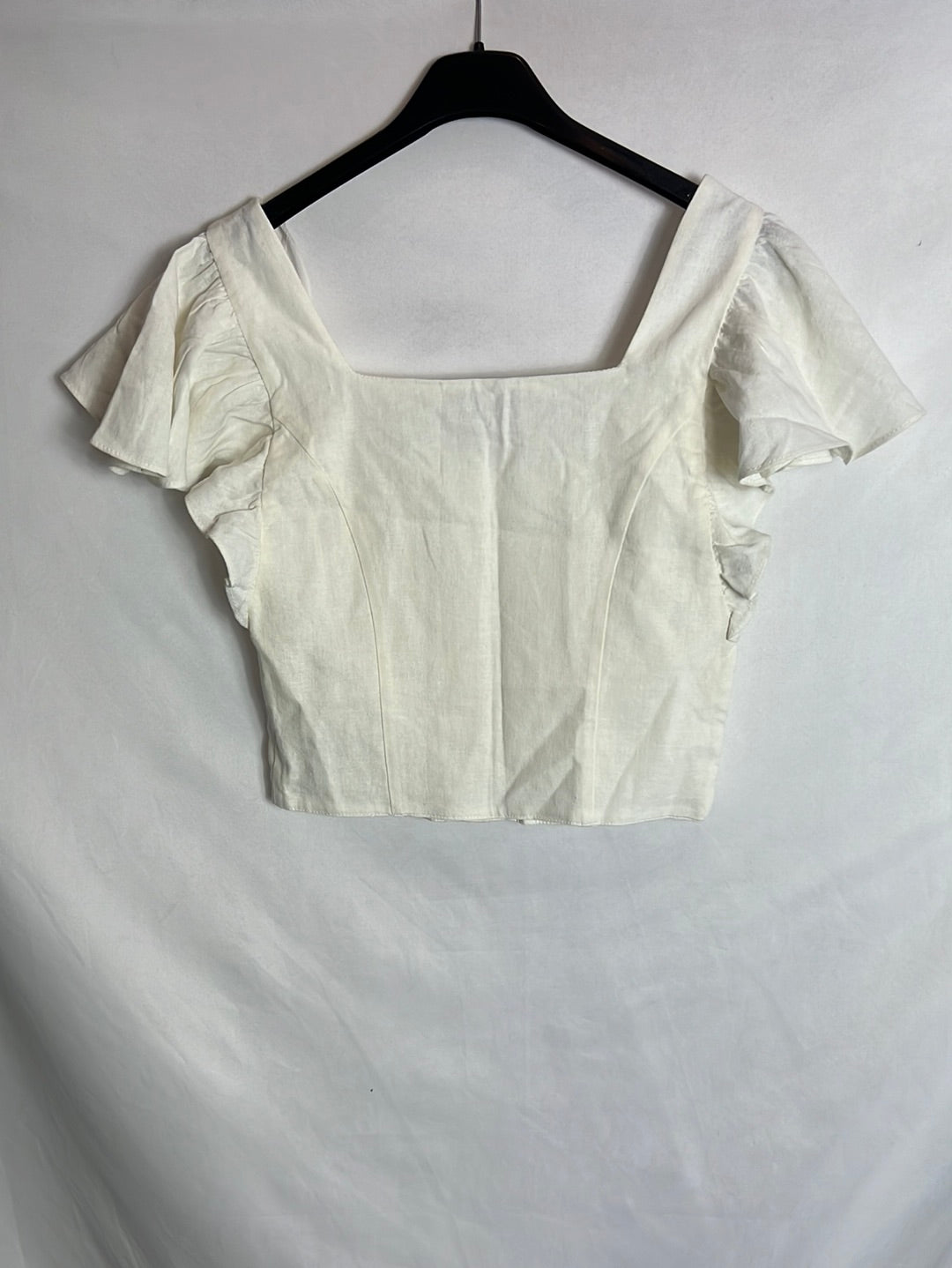 ZARA. Top blanco abotonado T.xs
