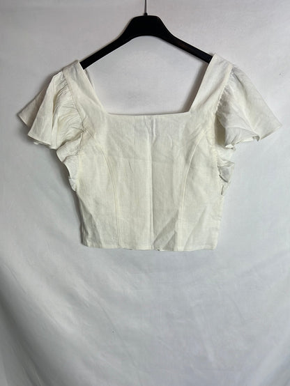 ZARA. Top blanco abotonado T.xs