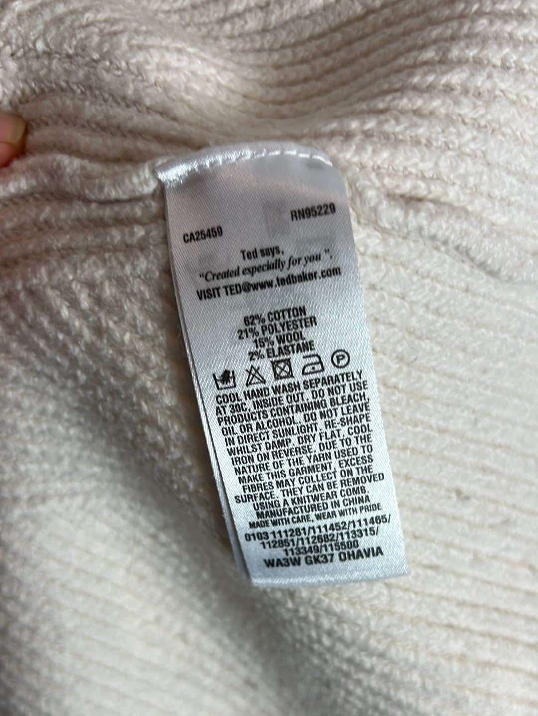 TED BAKER. Jersey beige detalle volante. T S