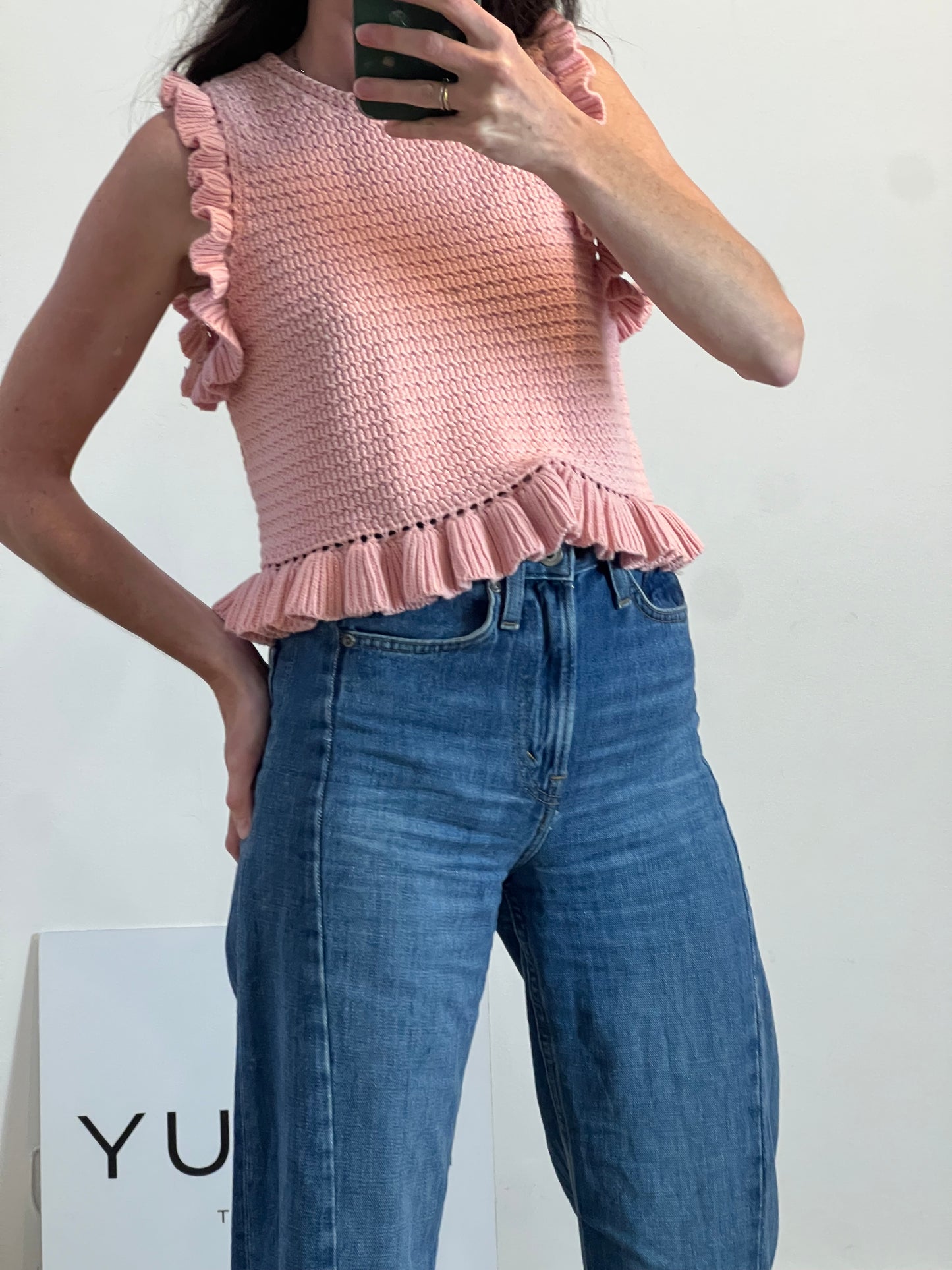 ZARA. Top punto rosa volante