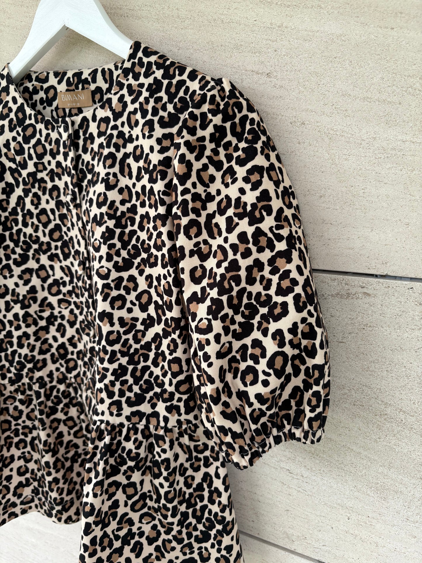 BIMANI. Animal print lantern sleeve top. T.S.