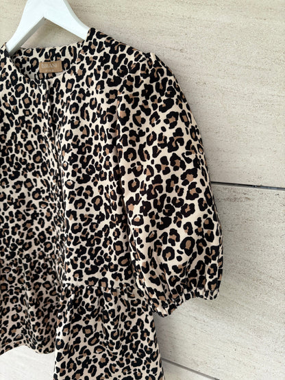 BIMANI. Animal print lantern sleeve top. T.S.