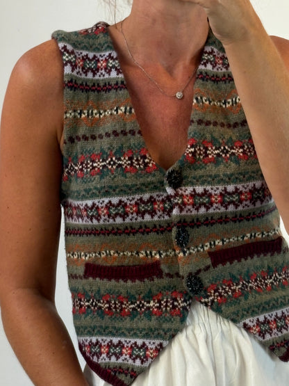 ZARA. Chaleco estampado con lana. T S