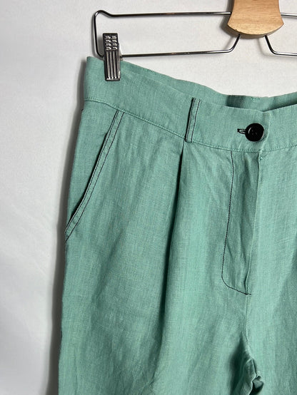 SOPHIE AND LUCIE. 100% linen aqua green trousers. Size 38