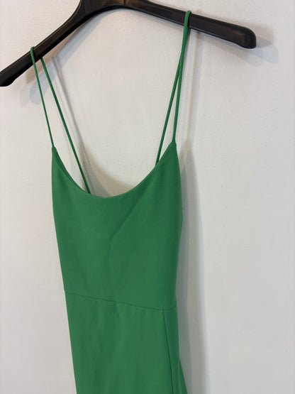 ZARA. Vestido midi verde abertura