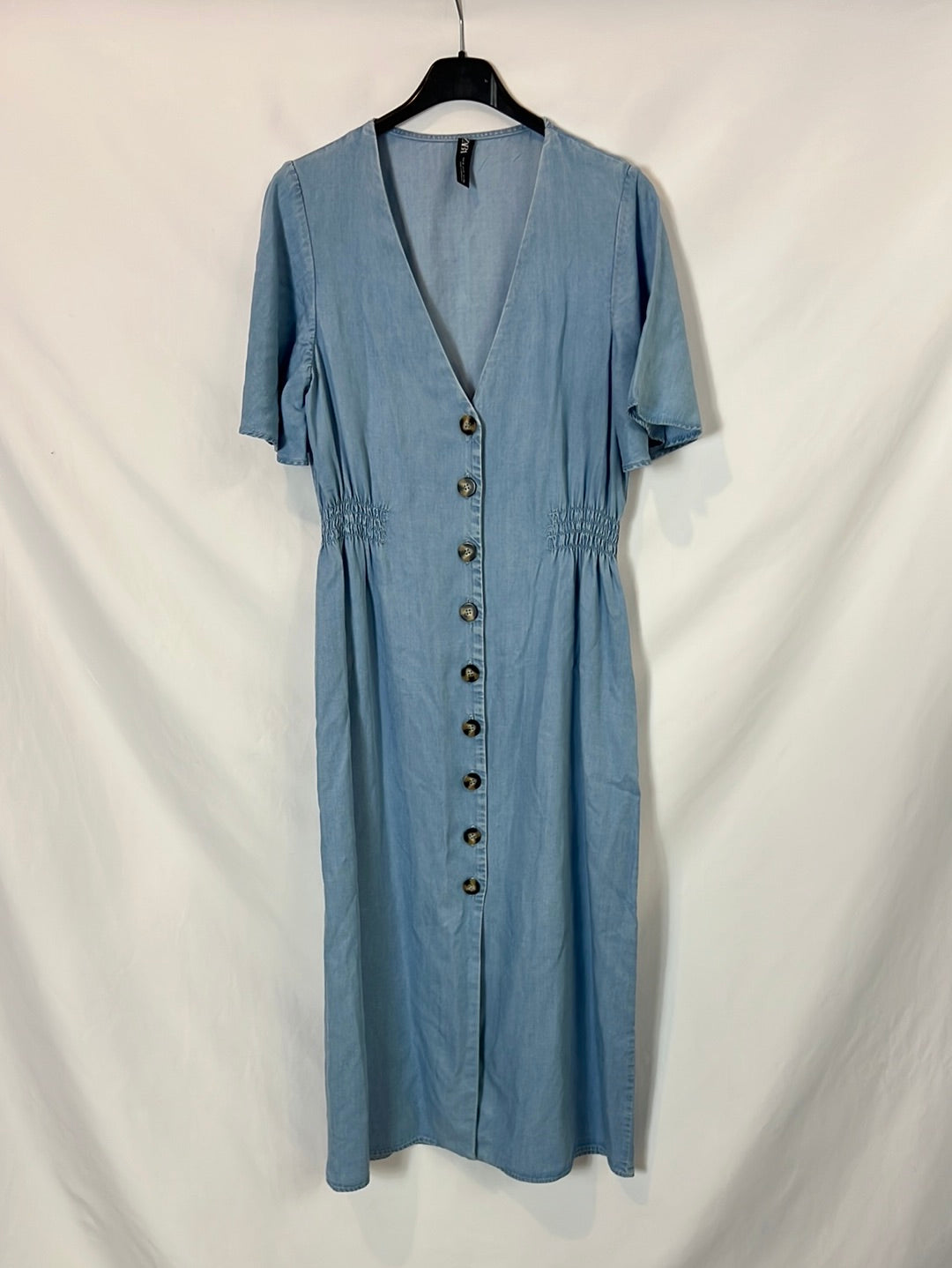 ZARA. Vestido midi denim fluido T.s