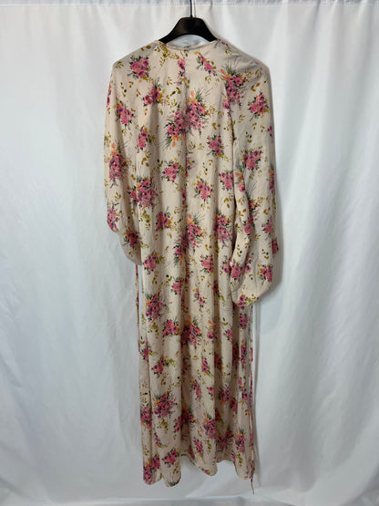 MANGO. Vestido beige flores  T.xs