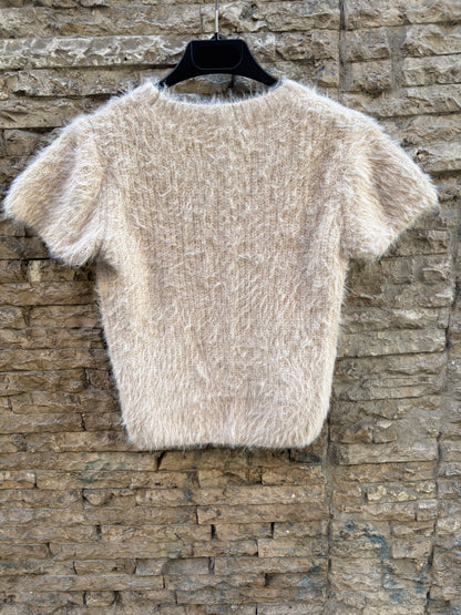 ZARA. Top beige textura pelito