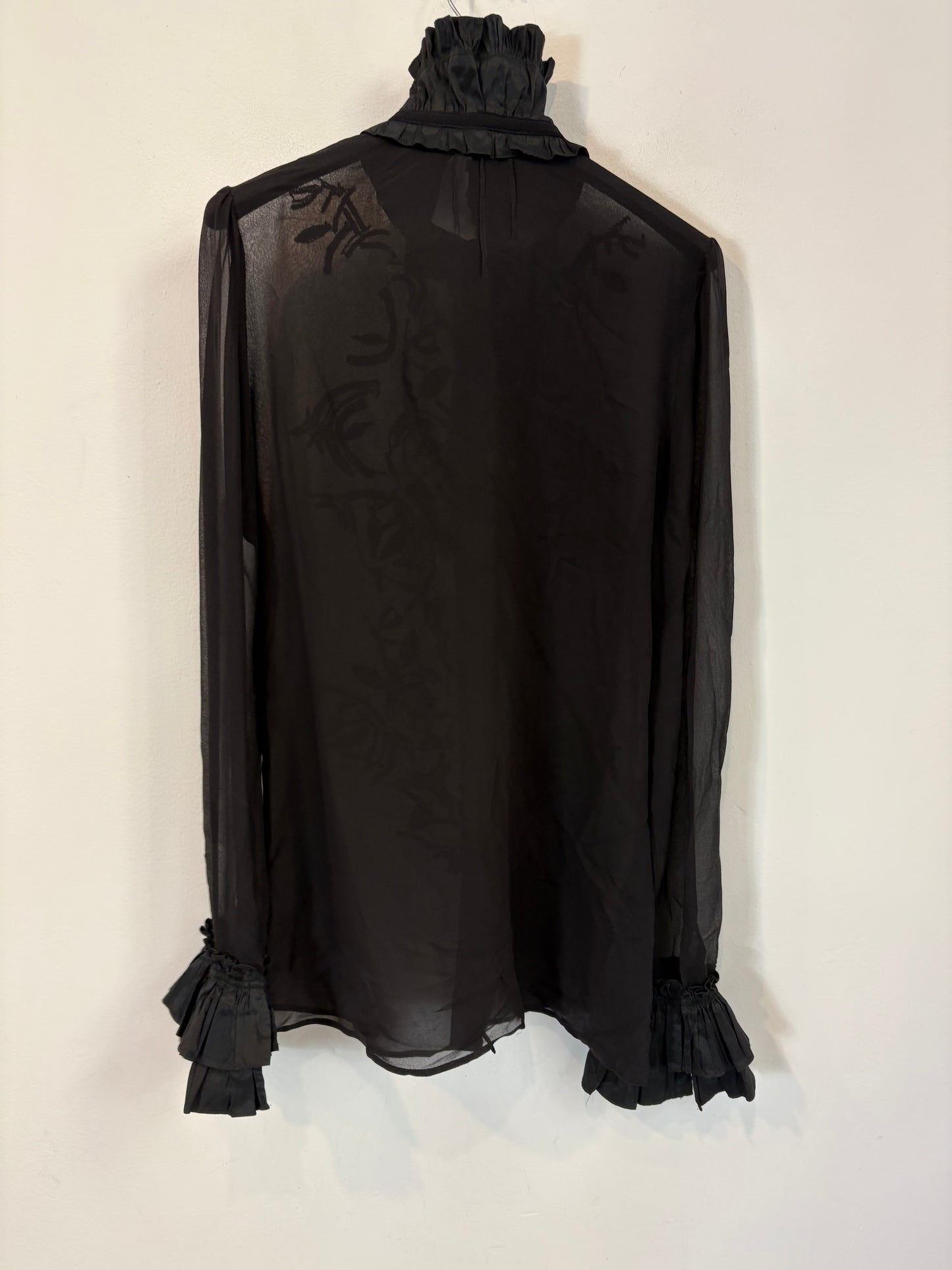 BARBARA BUI. Blusa negra semitransparente. T 36