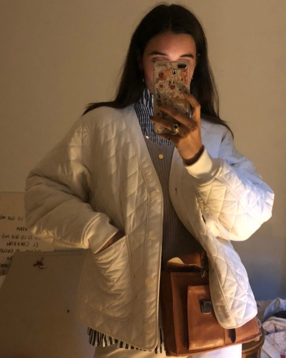 &amp;OTHER STORIES. Quilted white Ts jacket