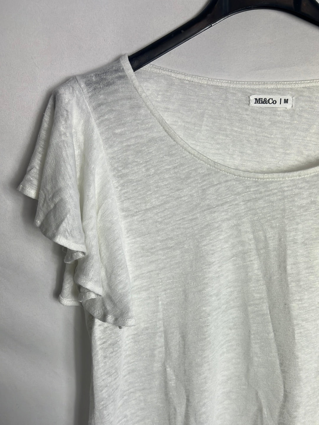 MI&CO. Top blanco textura volante. T M