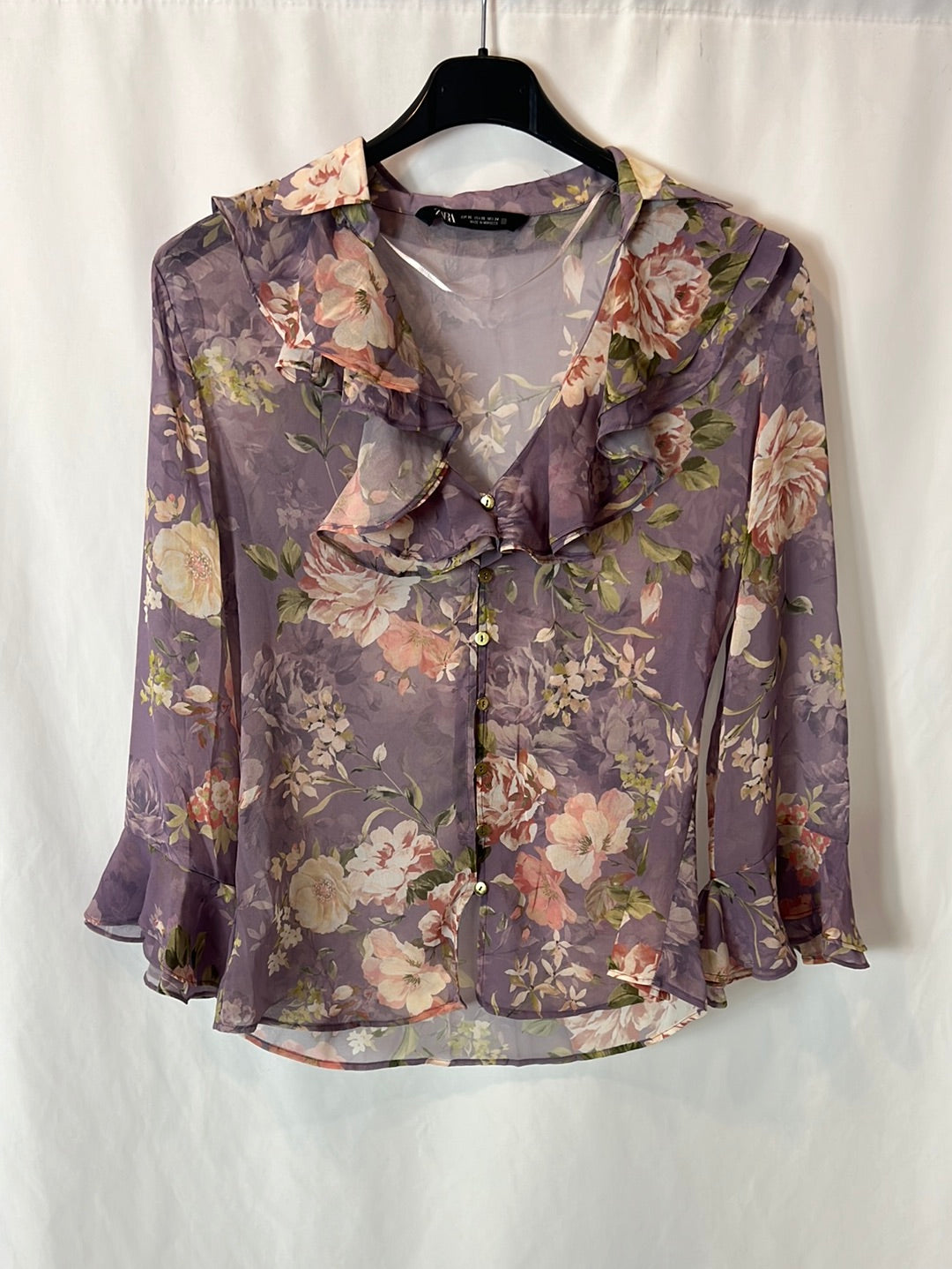 ZARA. Total mauve floral look T.xs